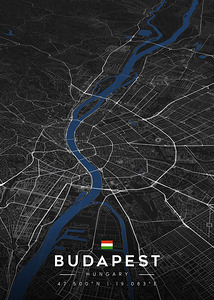 Budapest Dark Edition | City Map Art Print