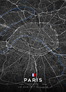 Paris Dark Edition | City Map Art Print