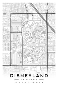Disneyland California Minimalist Map Print 