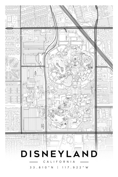 Disneyland California Minimalist Map Print  Print