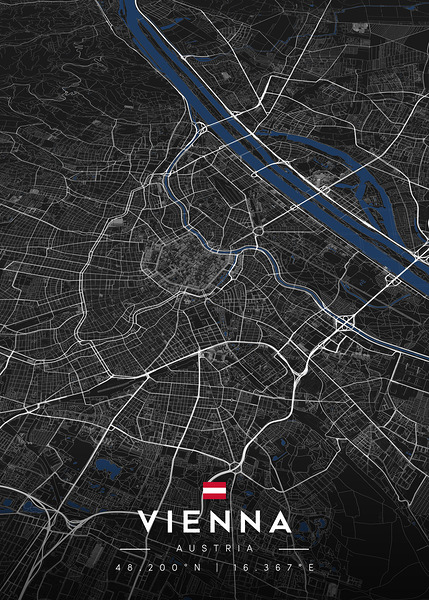 Vienna Austria City Map Metal Prints Print