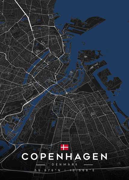 Copenhagen | Dark Edition City Map Art Print