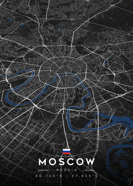 Moscow Russia City Map Art Print