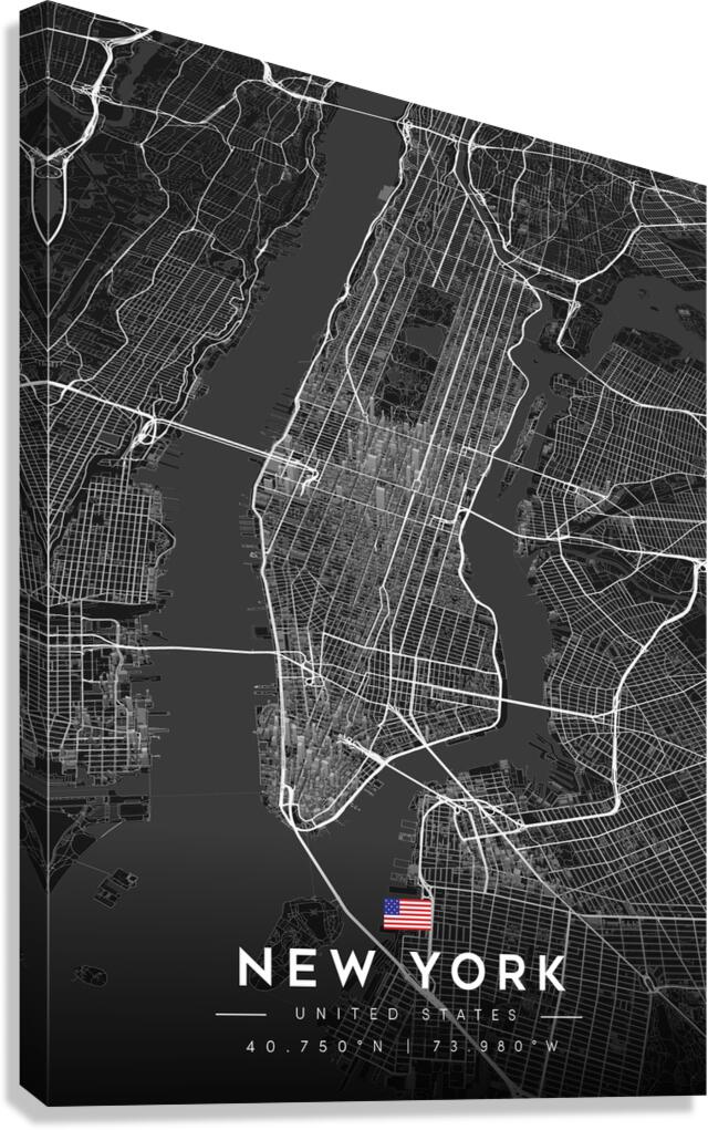 New York City Map Metal Prints Canvas Print