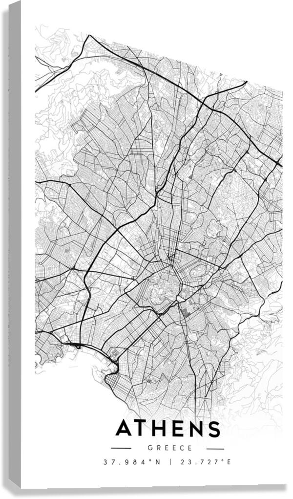 Athens Minimalist Map Art Print Canvas Print