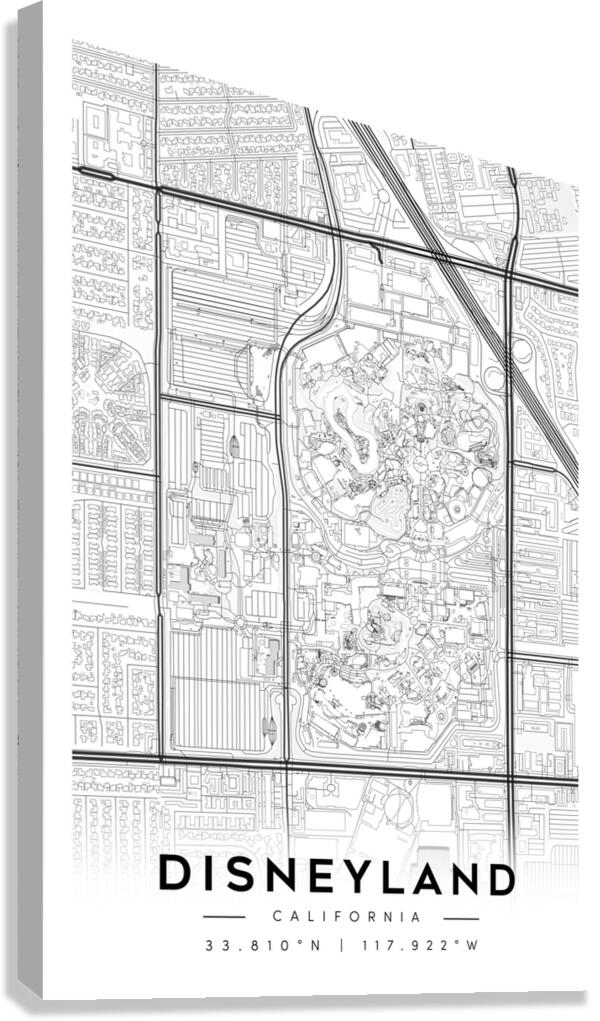 Disneyland California Minimalist Map Print  Canvas Print