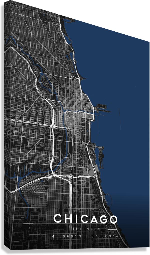 Chicago Minimalist City Map | Dark Edition  Canvas Print