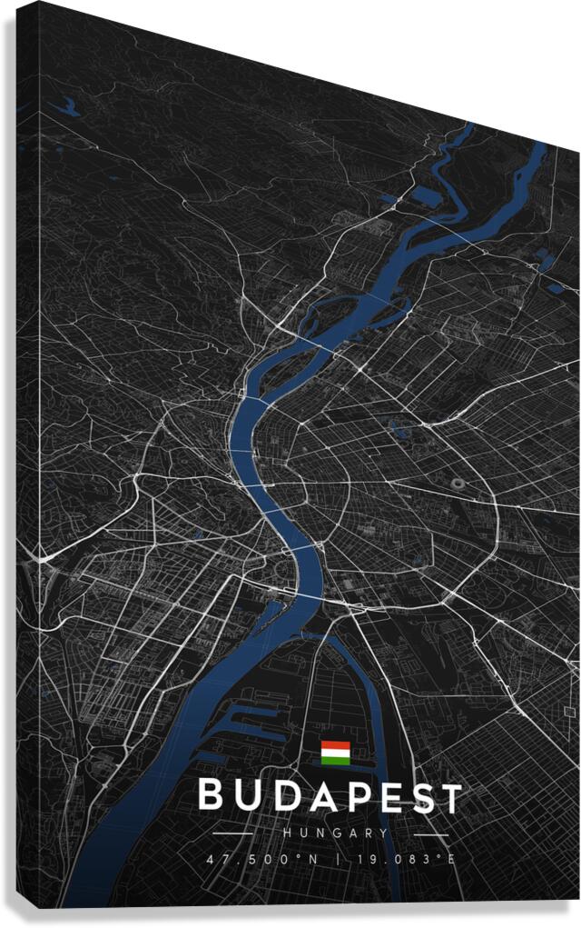 Budapest Dark Edition | City Map Art Print Canvas Print