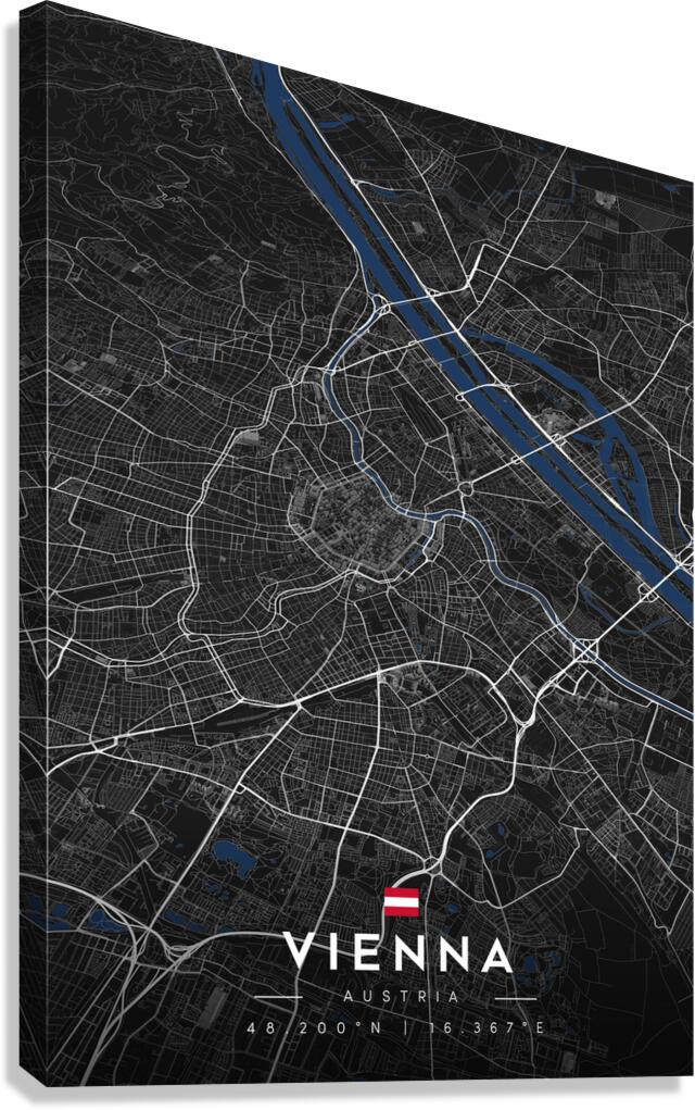 Vienna | Dark Edition City Map Art Canvas Print