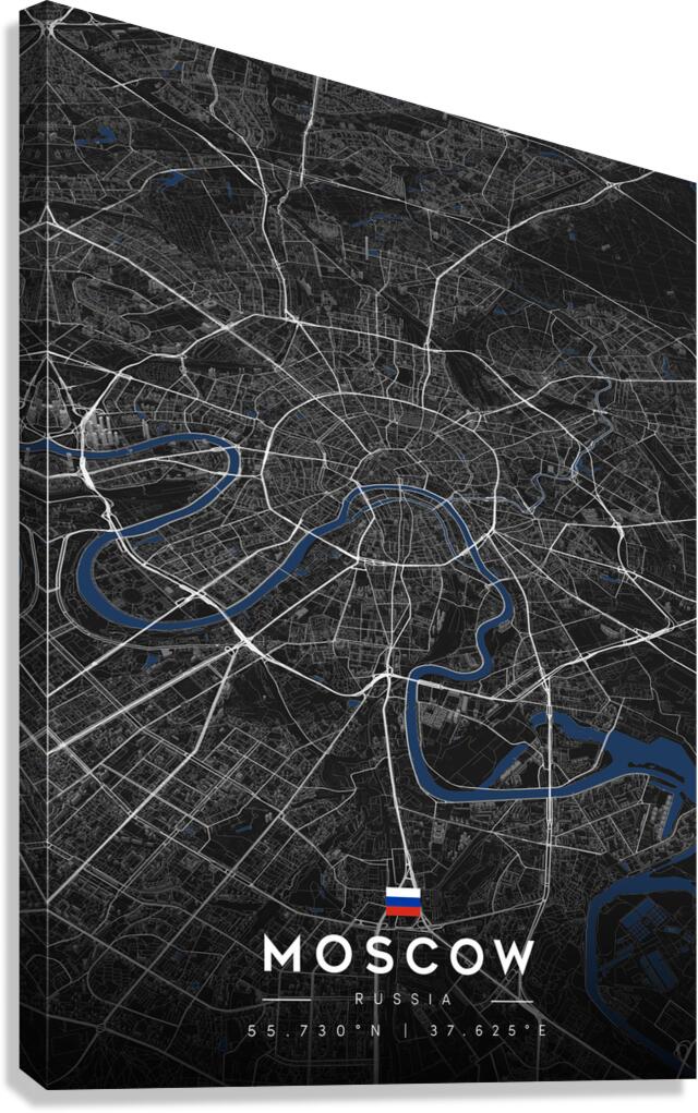 Moscow Russia City Map Art Canvas Print