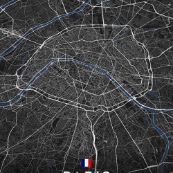 Paris Dark Edition | City Map Art Print