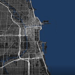 Chicago Minimalist City Map | Dark Edition 