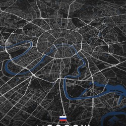 Moscow Russia City Map Art