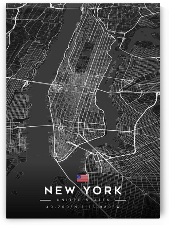 New York City Map Metal Prints by CityMapsArt