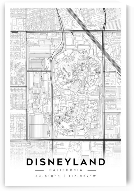 Disneyland California Minimalist Map Print  by CityMapsArt