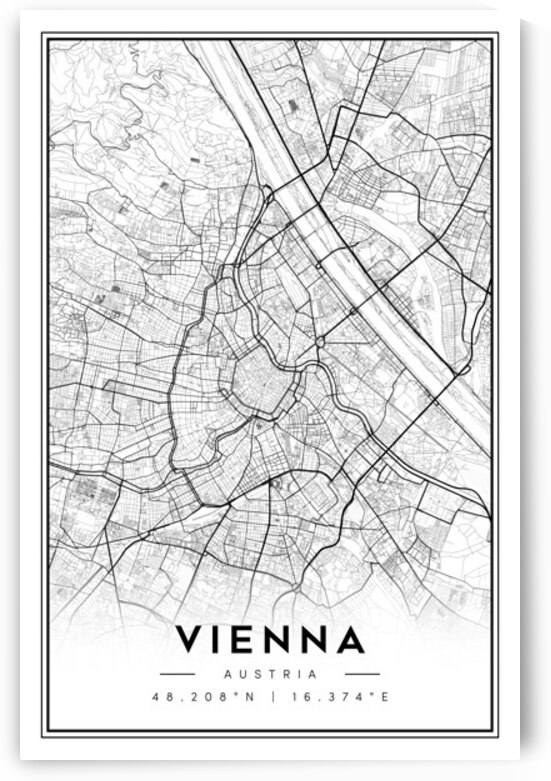 Vienna Austria Minimalist Map Art Print by CityMapsArt