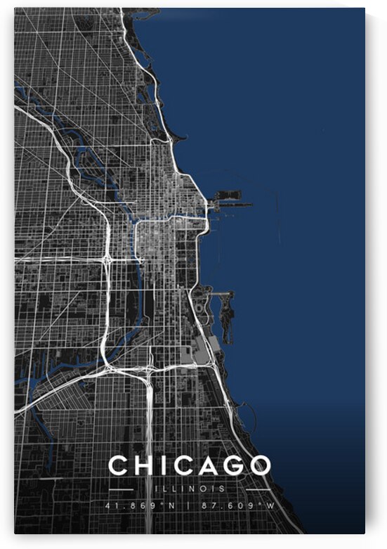 Chicago Minimalist City Map | Dark Edition  by CityMapsArt