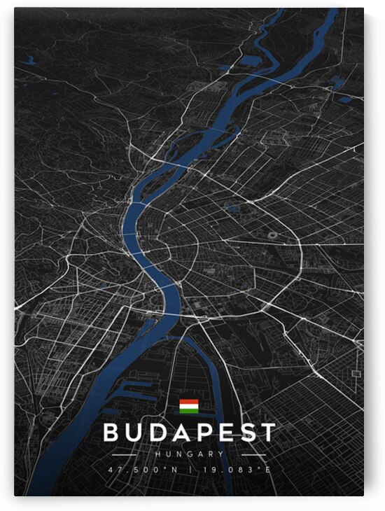 Budapest Dark Edition | City Map Art Print by CityMapsArt