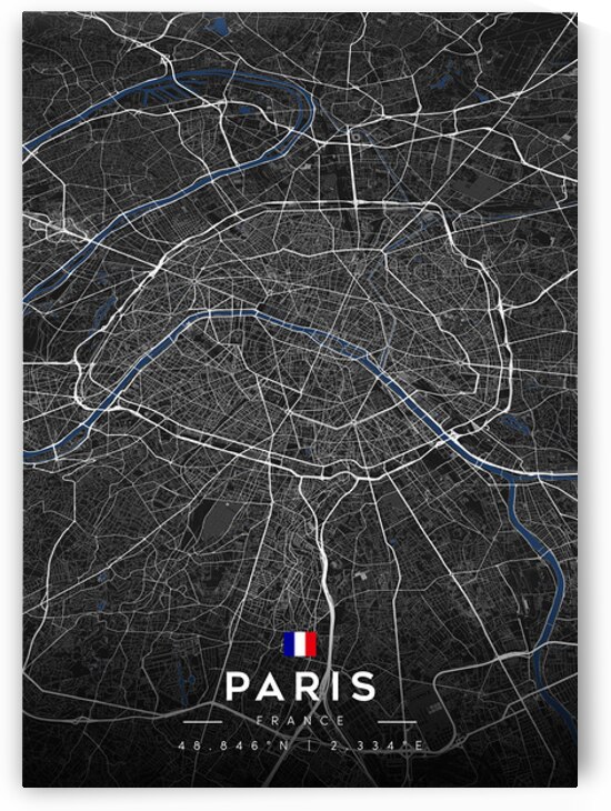 Paris Dark Edition | City Map Art Print by CityMapsArt