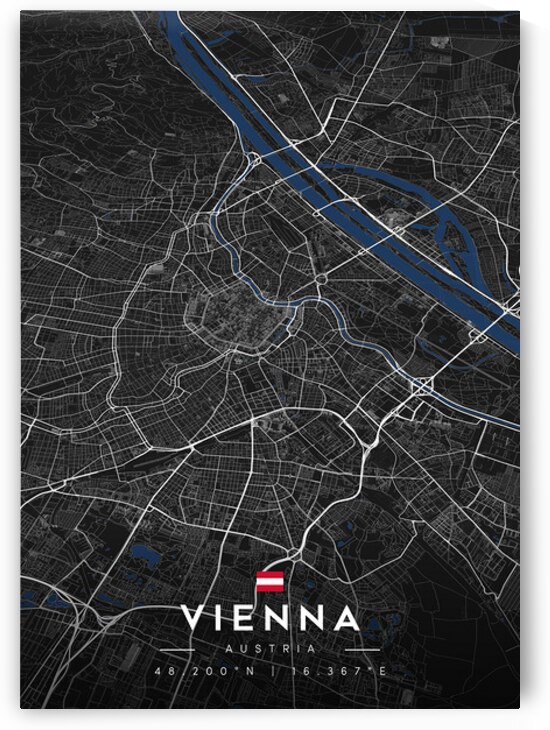 Vienna | Dark Edition City Map Art by CityMapsArt