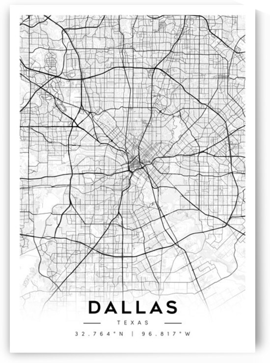 Dallas portrait A Series by CityMapsArt
