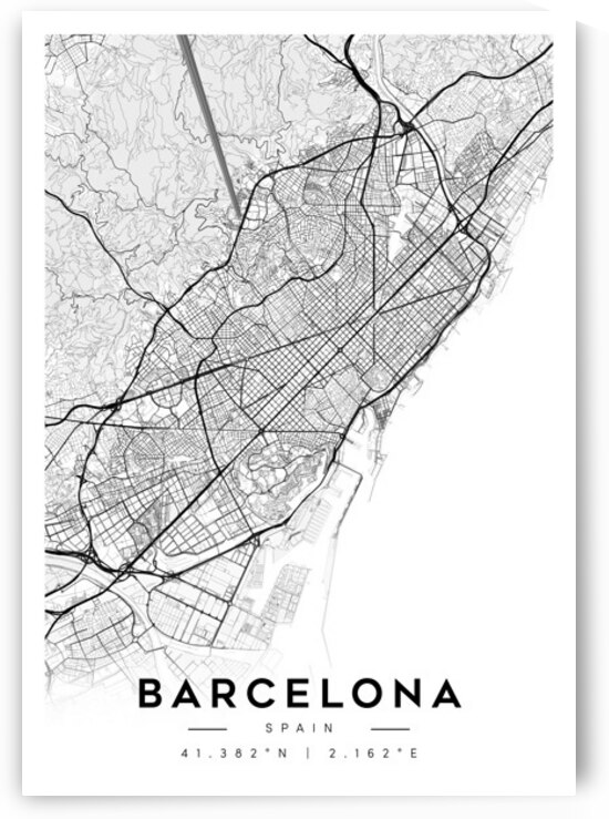 Barcelona portrait A Series by CityMapsArt
