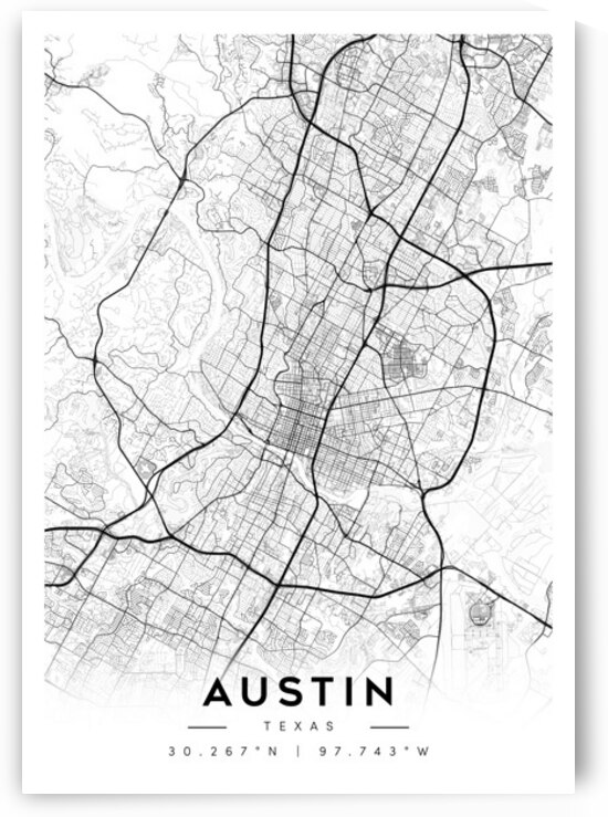 Austin portrait A Series by CityMapsArt