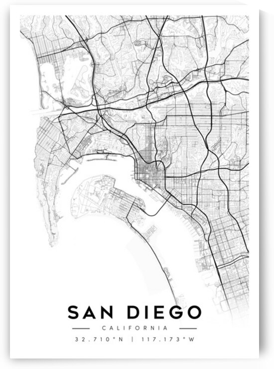 SanDiego portrait A Series by CityMapsArt