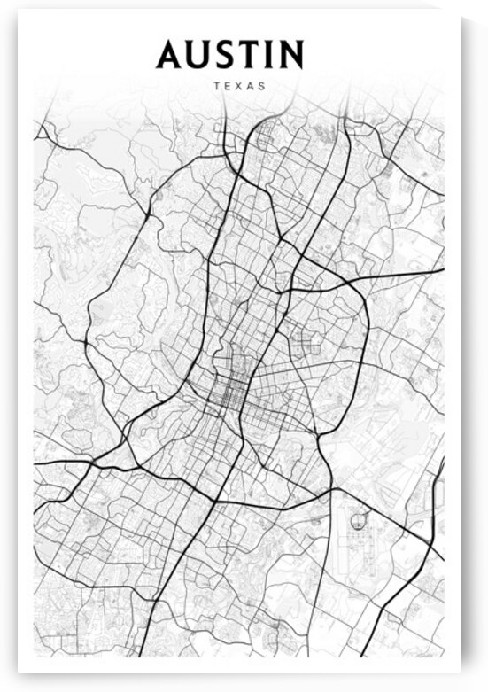 Austin portrait 2 3 by CityMapsArt