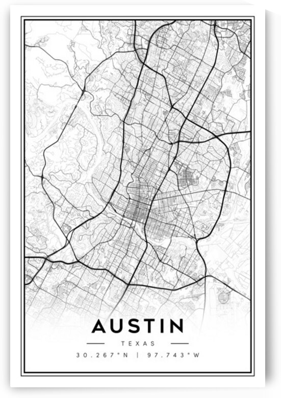 Austin portrait 2 3 by CityMapsArt