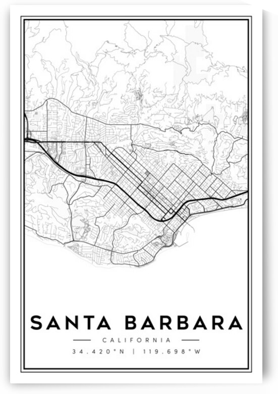SantaBarbara portrait 2 3 by CityMapsArt