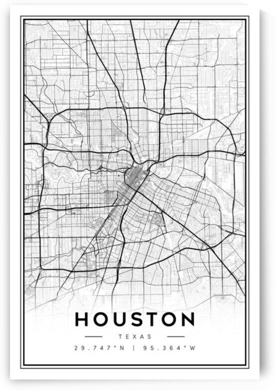 Houston portrait 2 3 by CityMapsArt