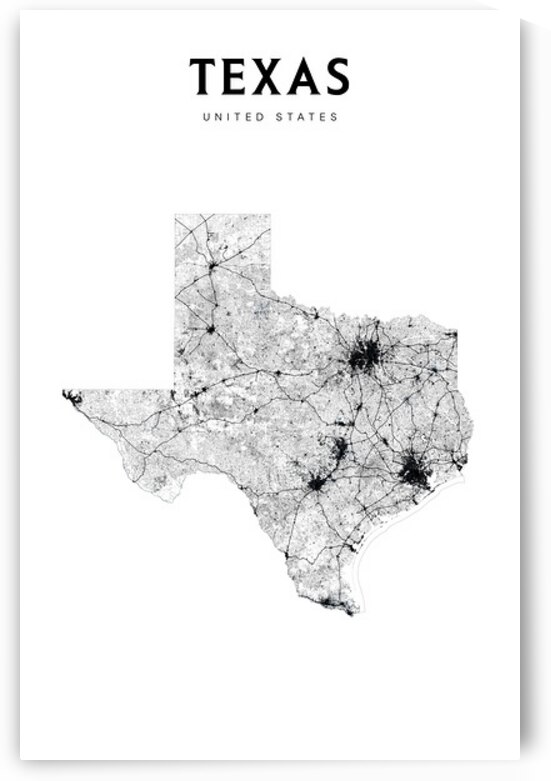 portrait 2 3 texas by CityMapsArt