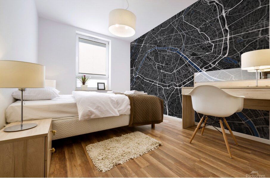 Paris Dark Edition | City Map Art Print Mural print