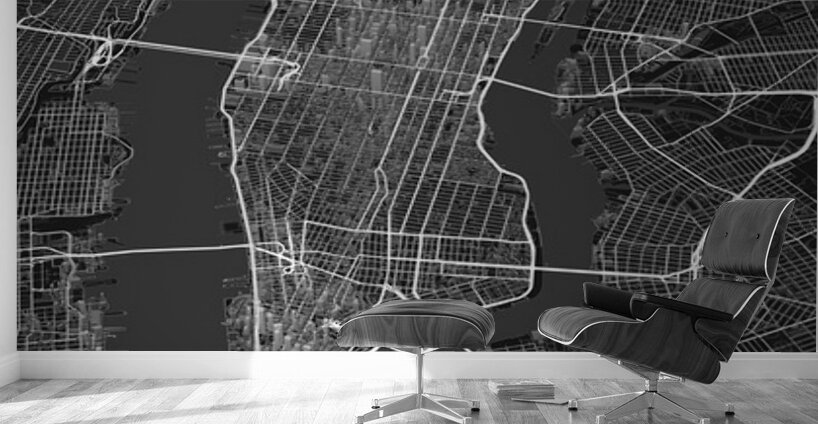 New York City Map Metal Prints Wall Murals