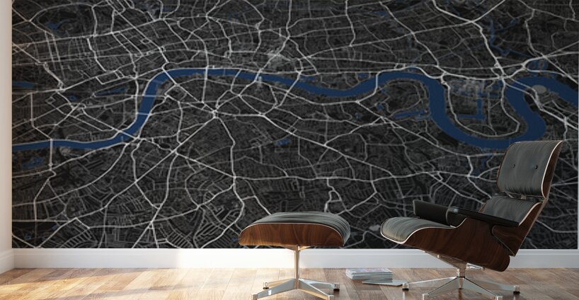 London City Map Metal Print | Architectural Grid Series Wall Murals
