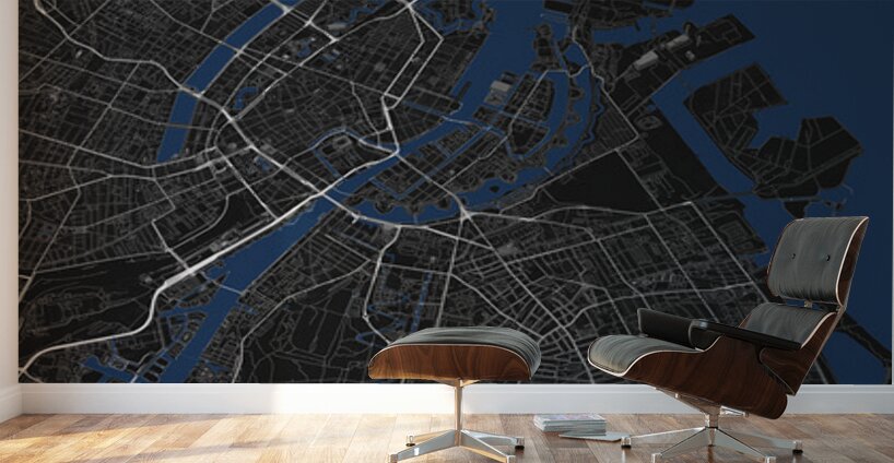 Copenhagen | Dark Edition City Map Art Wall Murals