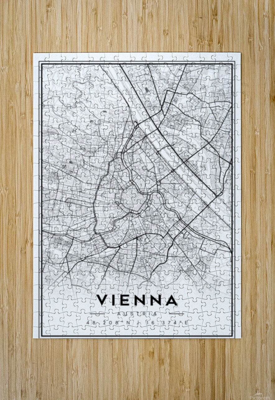 Vienna Austria Minimalist Map Art Print CityMapsArt Puzzle printing