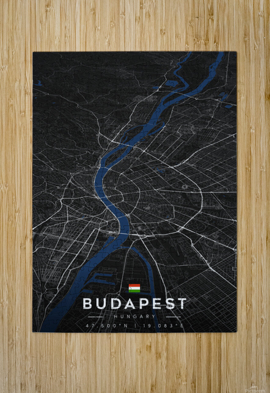 Budapest Dark Edition | City Map Art Print CityMapsArt Puzzle printing