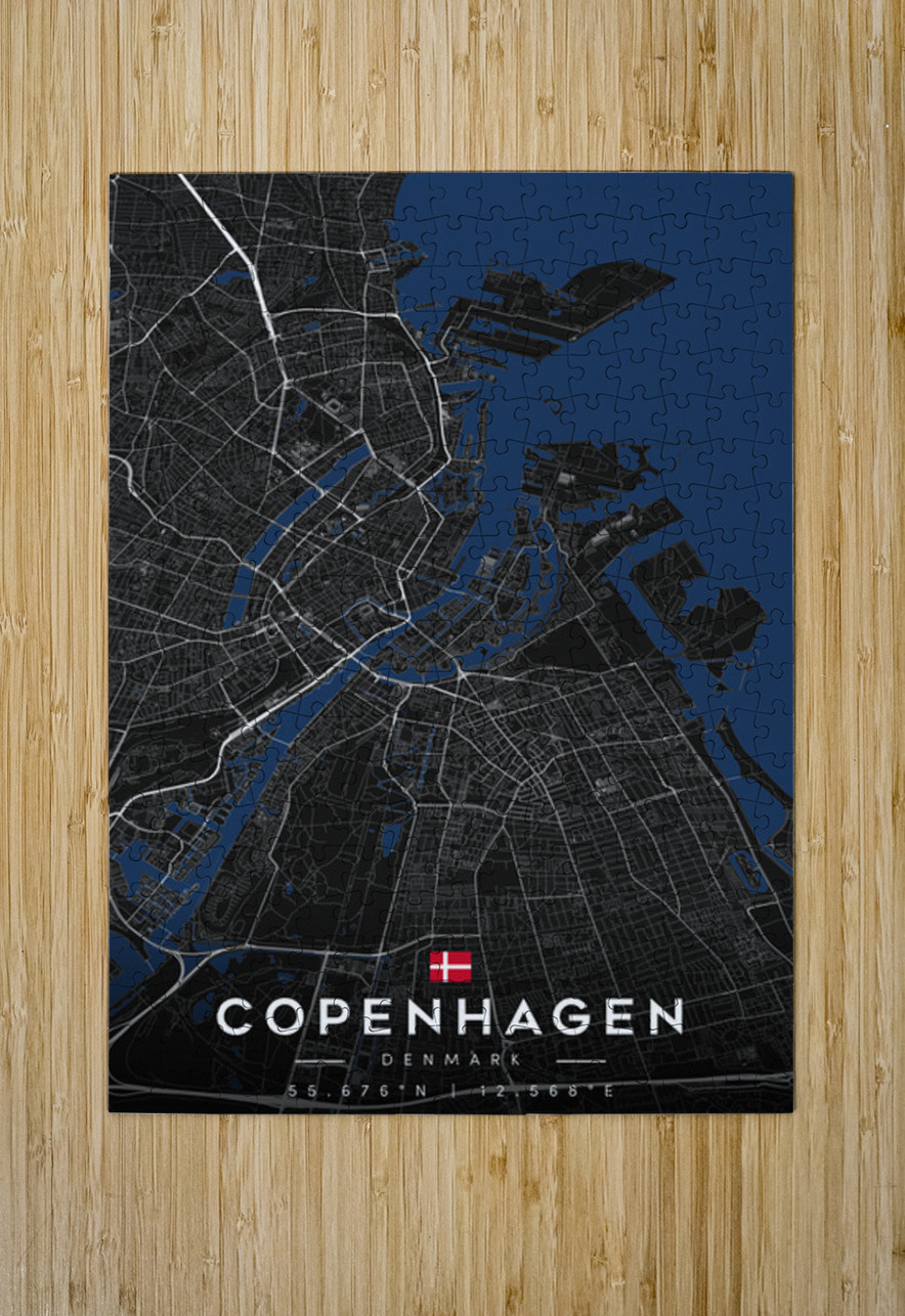 Copenhagen | Dark Edition City Map Art CityMapsArt Puzzle printing