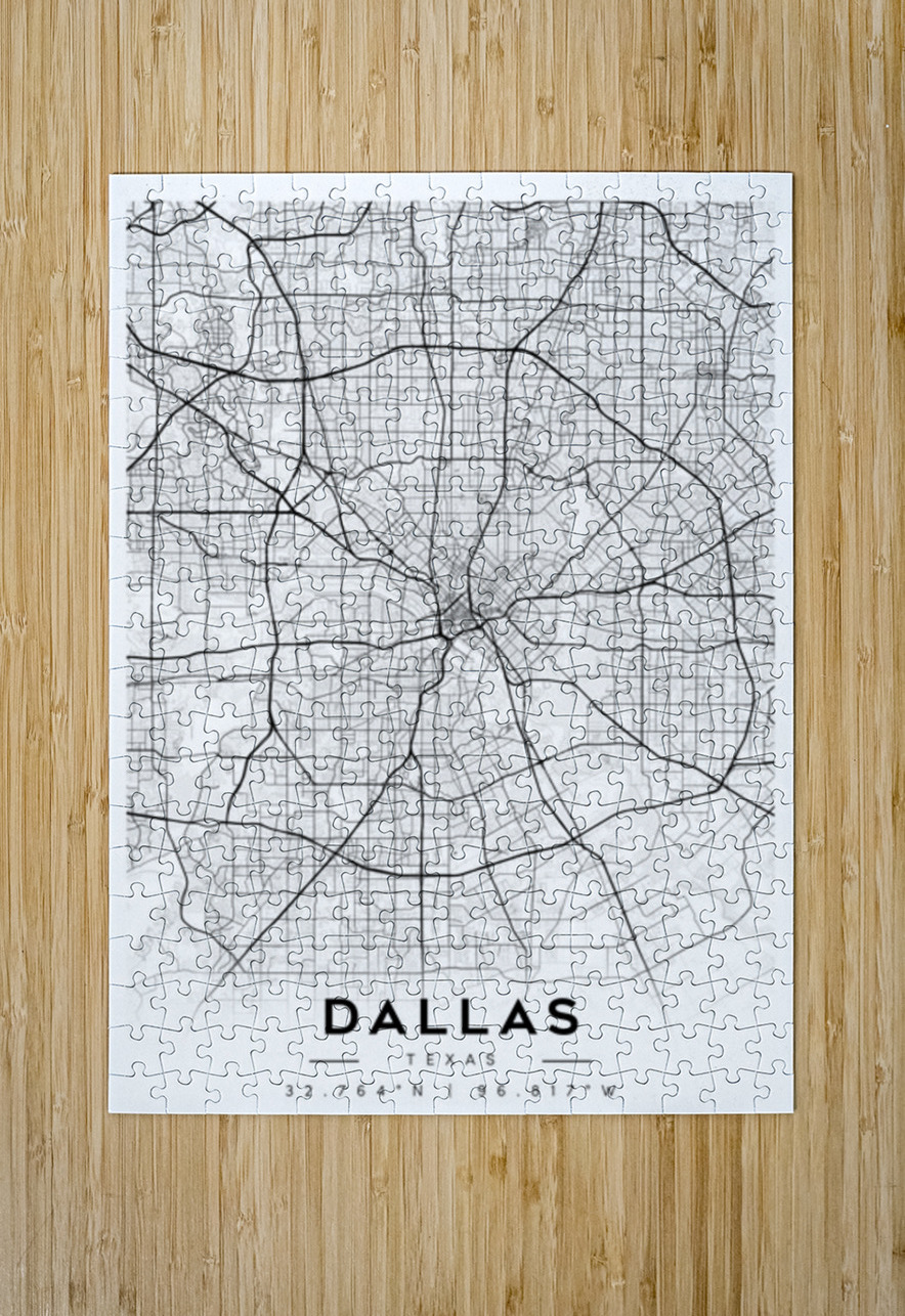 Dallas portrait A Series CityMapsArt Puzzle printing