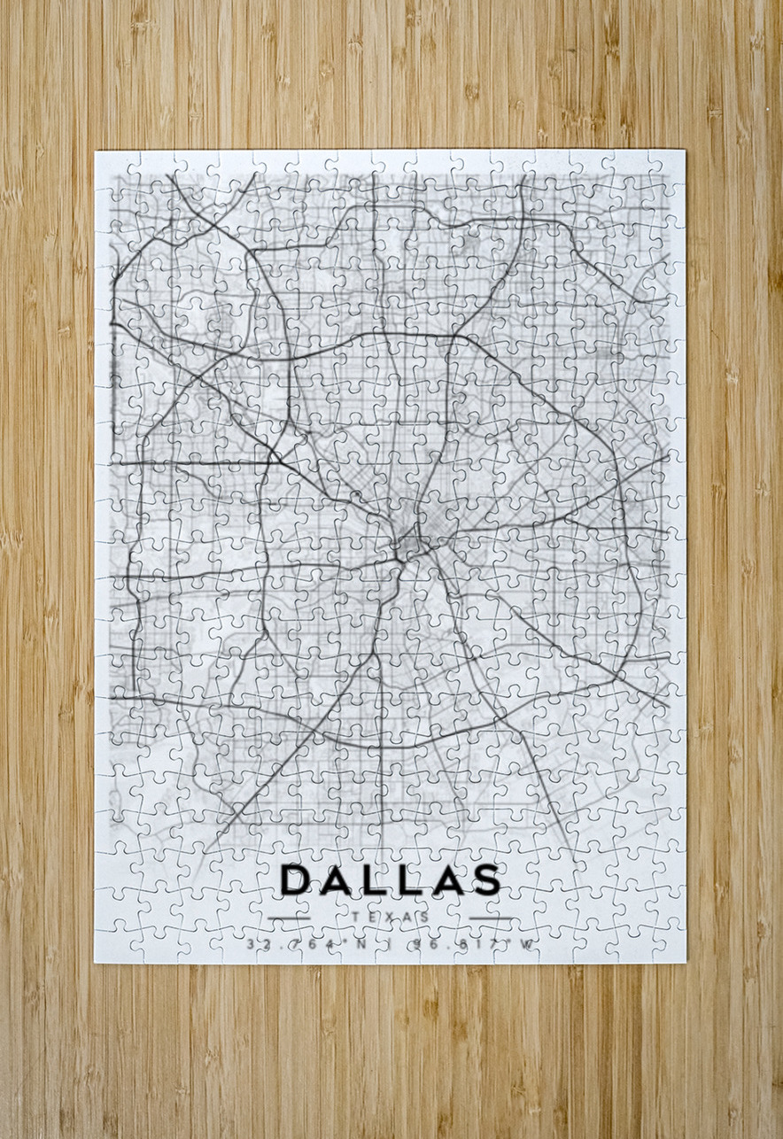 Dallas portrait A Series CityMapsArt Puzzle printing