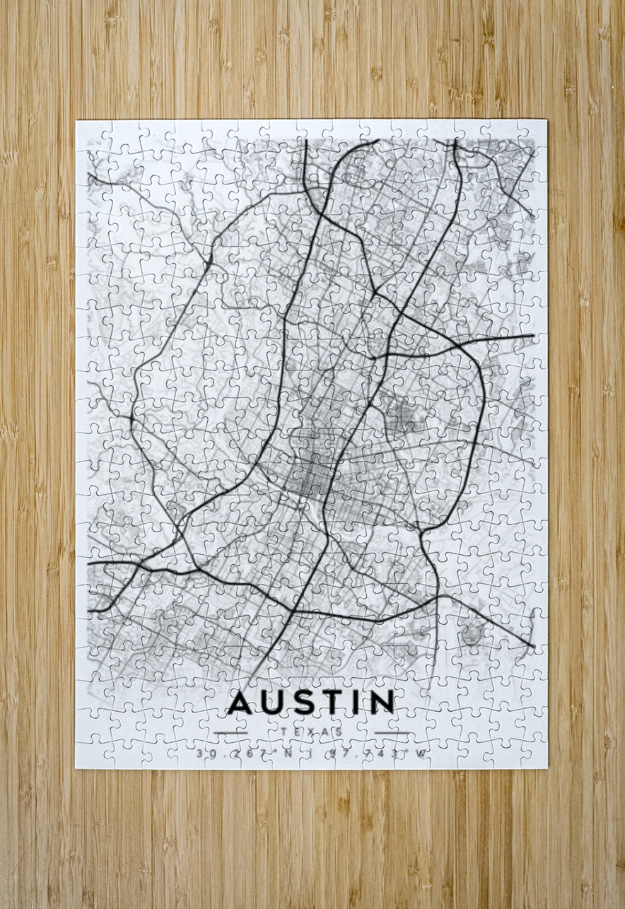 Austin portrait A Series CityMapsArt Puzzle printing