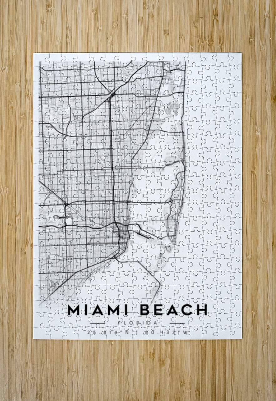 MiamiBeach portrait A Series CityMapsArt Puzzle printing