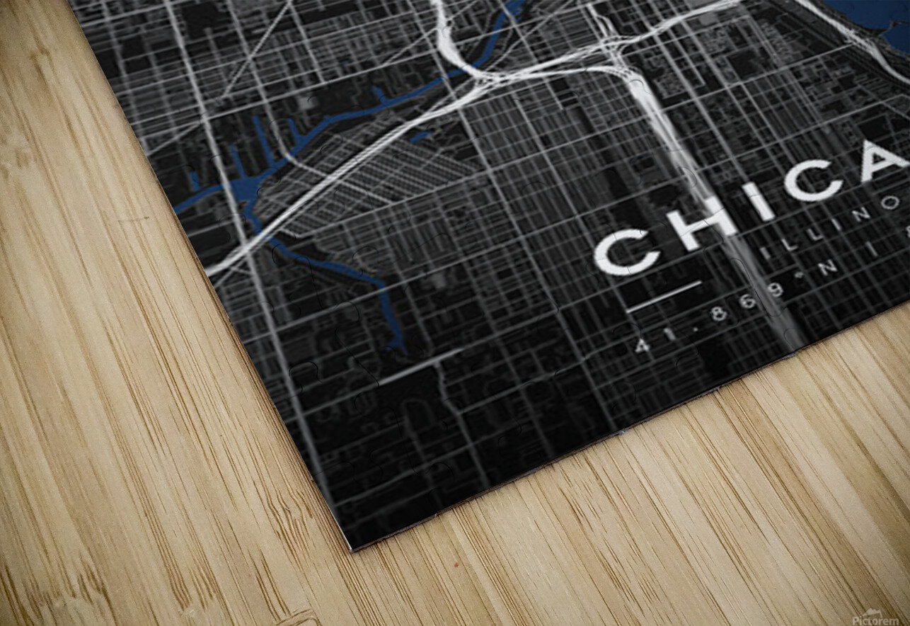 Chicago Minimalist City Map | Dark Edition  CityMapsArt Puzzle