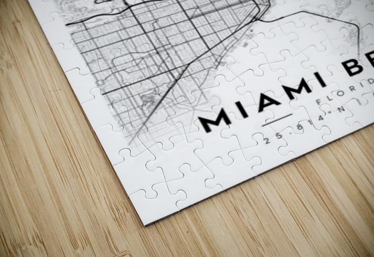 MiamiBeach portrait A Series CityMapsArt Puzzle