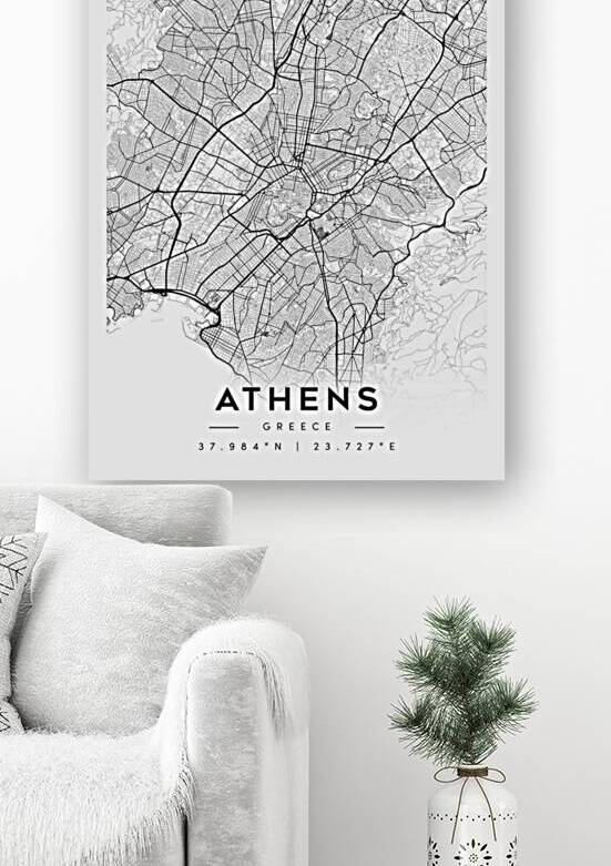Athens Minimalist Map Art Print by CityMapsArt