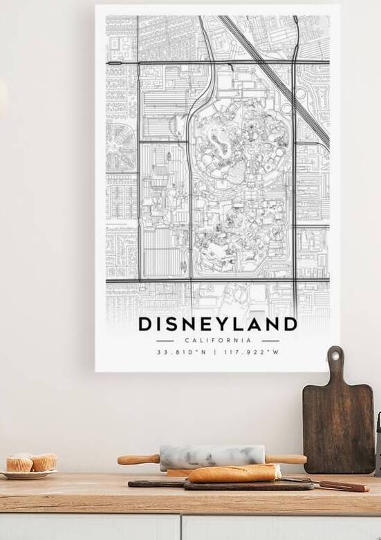 Disneyland California Minimalist Map Print  by CityMapsArt