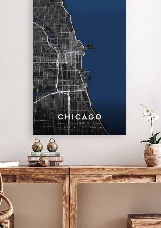 Chicago Minimalist City Map | Dark Edition  by CityMapsArt