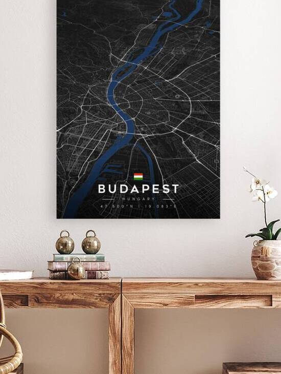 Budapest Dark Edition | City Map Art Print by CityMapsArt